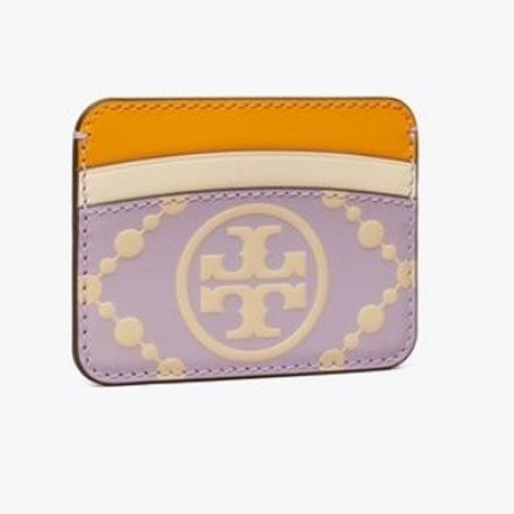 Tory Burch Accessories - Tory Burch $148 87184 T Monogram Contrast Embossed Card Case Thistle/Seaside Snd